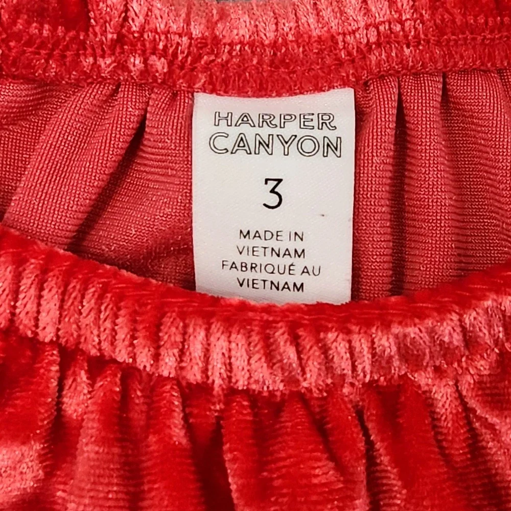 Harper Canyon Dress Girls 3 Red Crushed Velvet‎ Long Sleeve Holiday RK444399LG